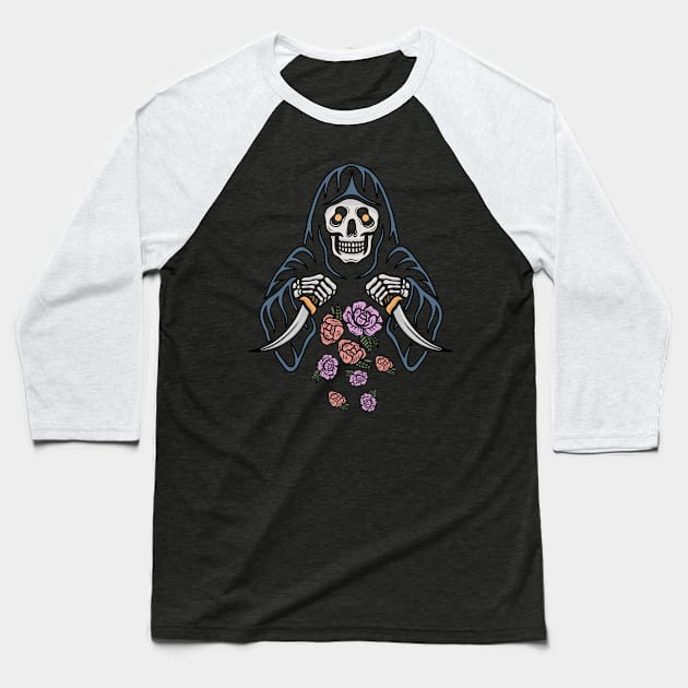 Knife and skull Baseball T-Shirt by gggraphicdesignnn